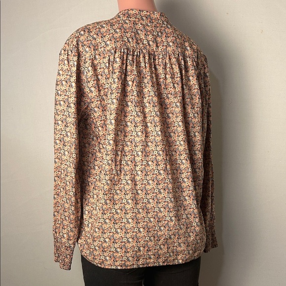 ba&sh Ines Peasant Blouse Pink Floral Print Long Sleeve 100%Cotton Size 2 - Picture 7 of 12